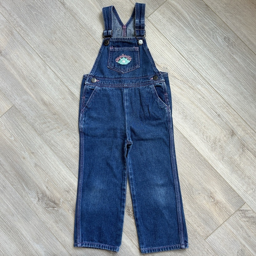 Vintage 1983 Denim Blue/Pink Cabbage Patch Girls/Boy Logo Overalls Size‎ 3T/4T *